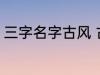 三字名字古风 古风的三个字名字精选